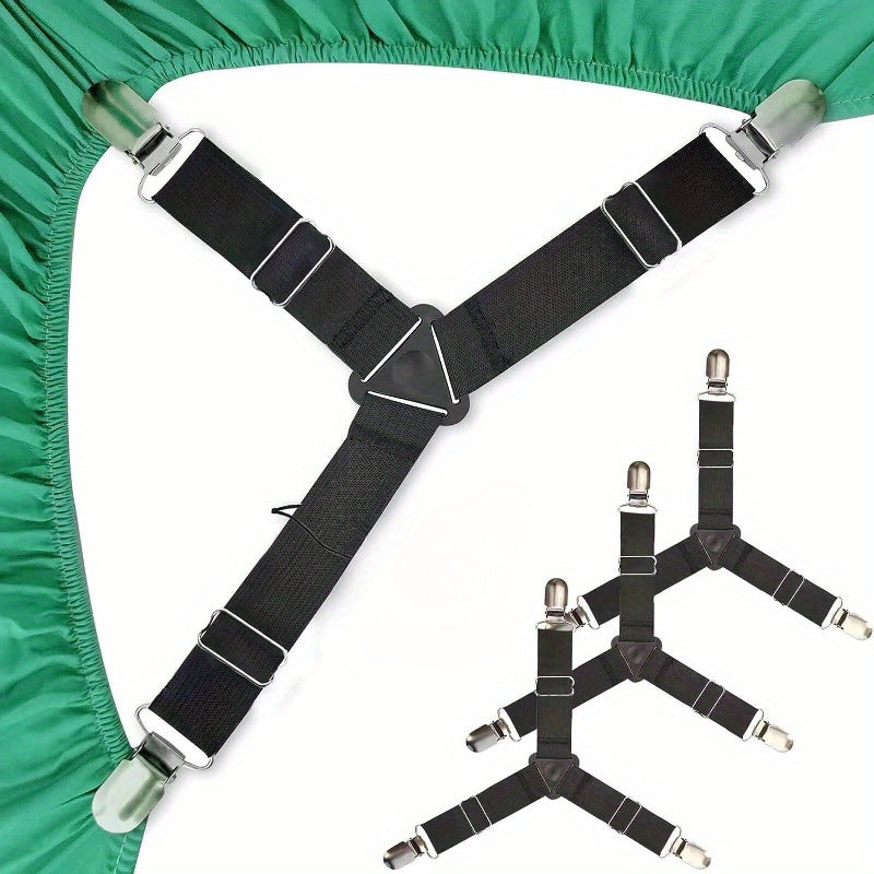 Adjustable Elastic Sheet Holders with Non-Slip Triangle Buckles for Mattress Corners