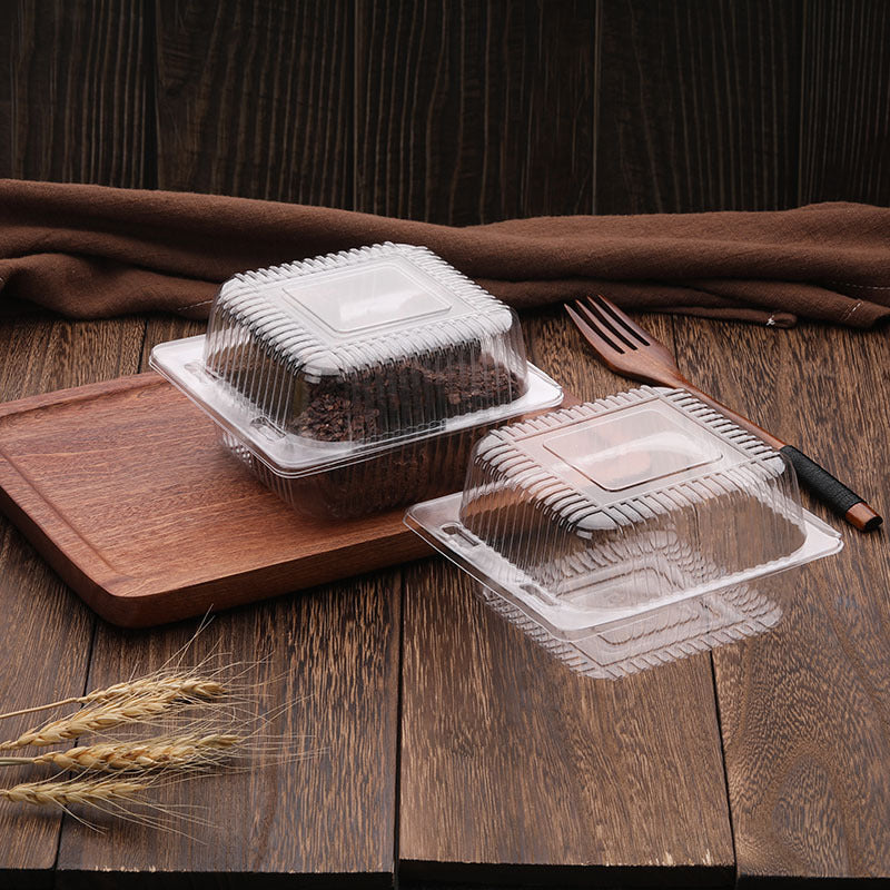 100 Pack Clear Plastic Takeout Containers Square Clamshell with Hinged Top for Food Packaging