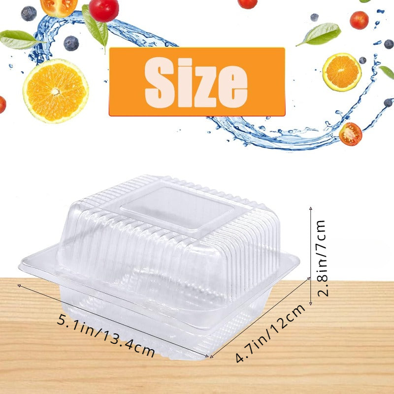 100 Pack Clear Plastic Takeout Containers Square Clamshell with Hinged Top for Food Packaging