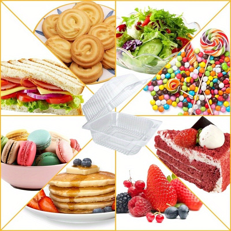 100 Pack Clear Plastic Takeout Containers Square Clamshell with Hinged Top for Food Packaging