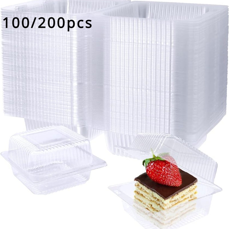 100 Pack Clear Plastic Takeout Containers Square Clamshell with Hinged Top for Food Packaging