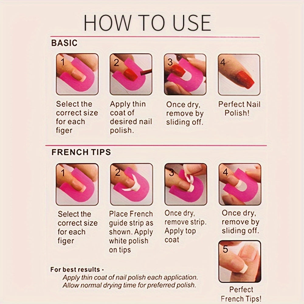 Uniseks tirnoq himoyachilari U-burilish qayta ishlatiladigan plastmassa 10 o'lchamlar, to'kilishga qarshi