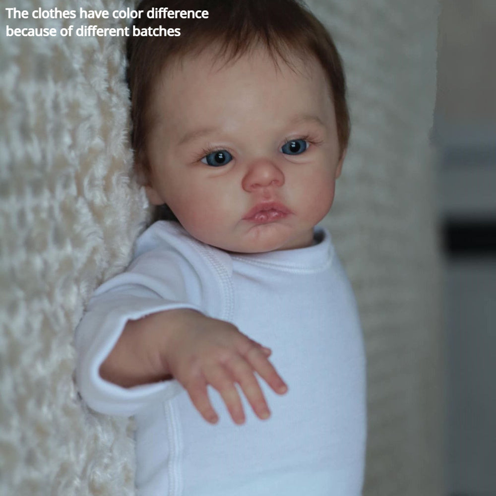 Bebé muñeca reborn de silicona de 17 pulgadas con cuerpo de tela y accesorios para niños de 3+