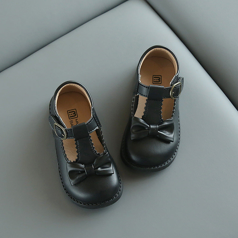 Girls' Oxford Shoes with Bowknot Solid Color Breathable PU Rubber Sole for Parties and Weddings