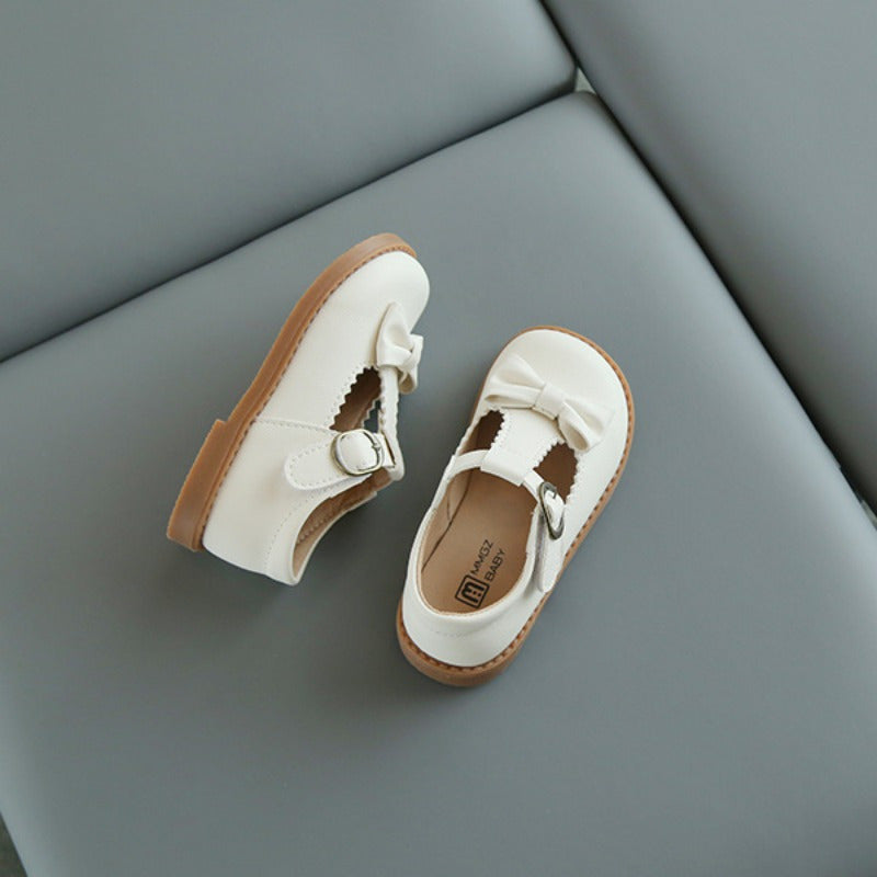 Girls' Oxford Shoes with Bowknot Solid Color Breathable PU Rubber Sole for Parties and Weddings