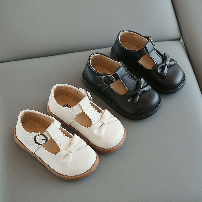 Zapatos Oxford para niñas con lazo de color sólido, suela de PU transpirable y goma, ideales para fiestas y bodas