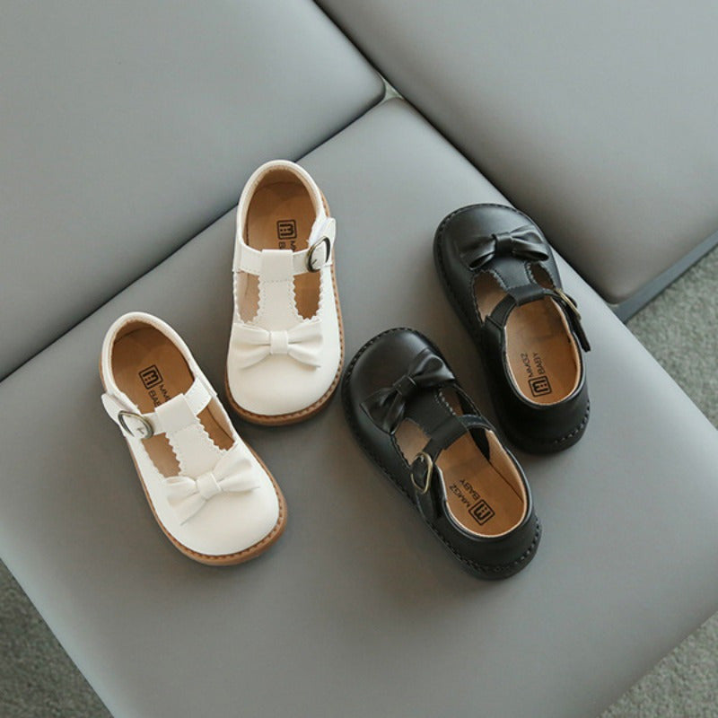 Girls' Oxford Shoes with Bowknot Solid Color Breathable PU Rubber Sole for Parties and Weddings
