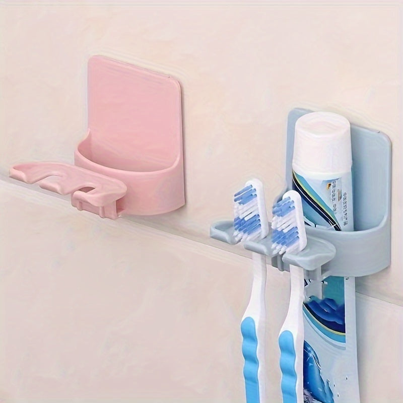 Wall-Mounted Toothbrush Holder Bathroom Storage Punch-Free Multifunctional