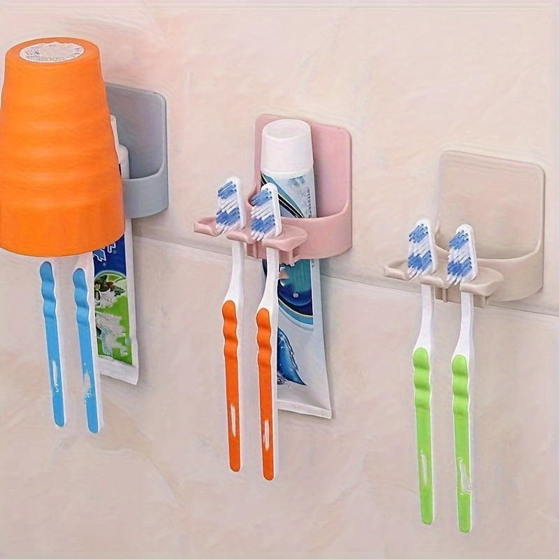 Wall-Mounted Toothbrush Holder Bathroom Storage Punch-Free Multifunctional