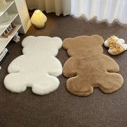 Bear-Shaped Area Rug Soft Furry Throw Carpet Anti-Fatigue Floor Mat for High Traffic Areas