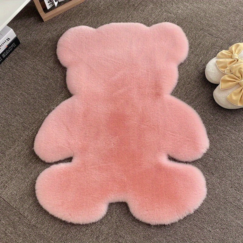 Bear-Shaped Area Rug Soft Furry Throw Carpet Anti-Fatigue Floor Mat for High Traffic Areas