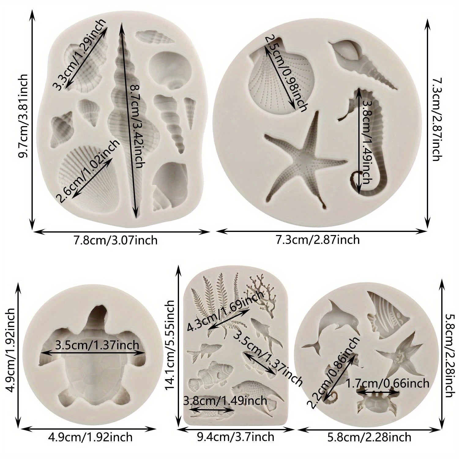 Silicone Marine Theme Fondant Mold for Cake Decorating and Candy Making