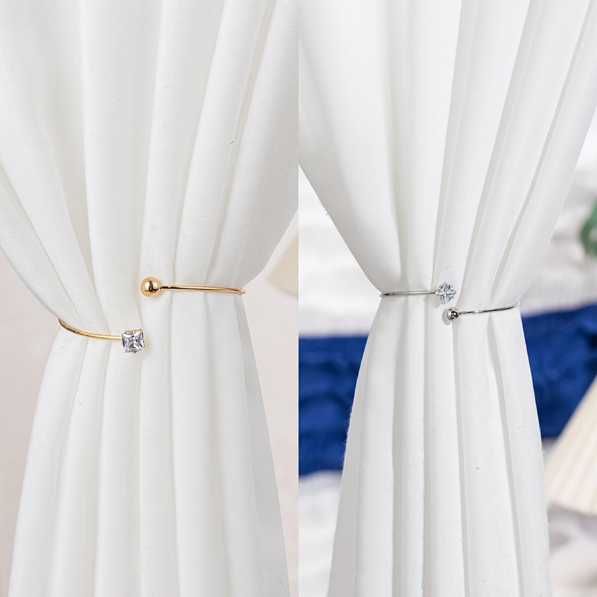 Украсьте свой дом этим элегантным держателем для штор из медного сплава с декором из шариков и кубического циркония. Идеально подходит для добавления нотки гламура в вашу гостиную или спальню, этот декоративный аксессуар обязательно улучшит любые шторы.