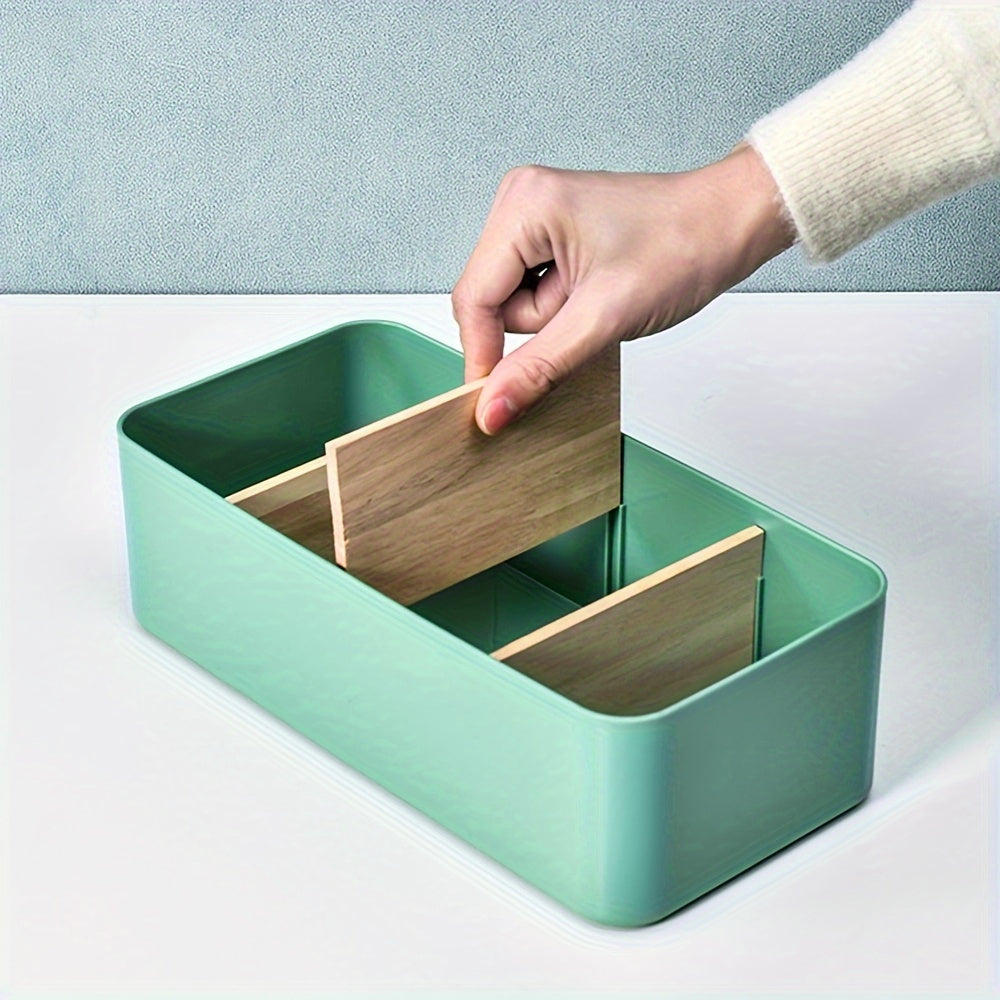 Bamboo and Wood Storage Box for Cosmetics Remote Controls and Living Room Items
