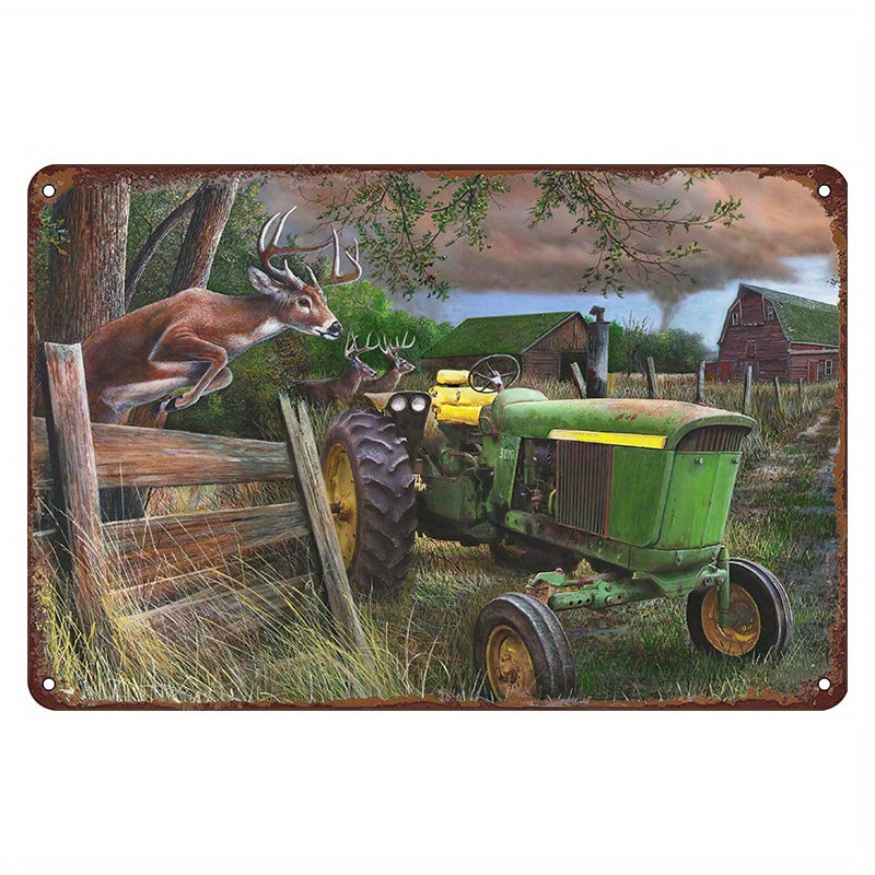 Farm Tractor Metal Tin Sign Rustic Farm Decor for Home Wall Art