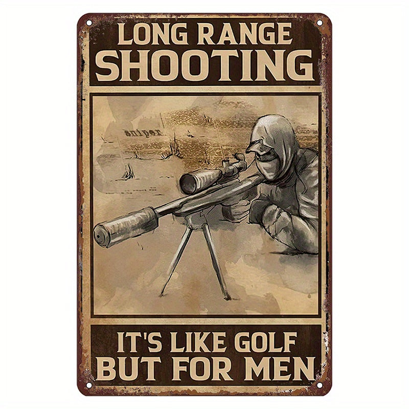 Metal Tin Sign Wall Decor for Men Long Range Shooting Retro Home Decor