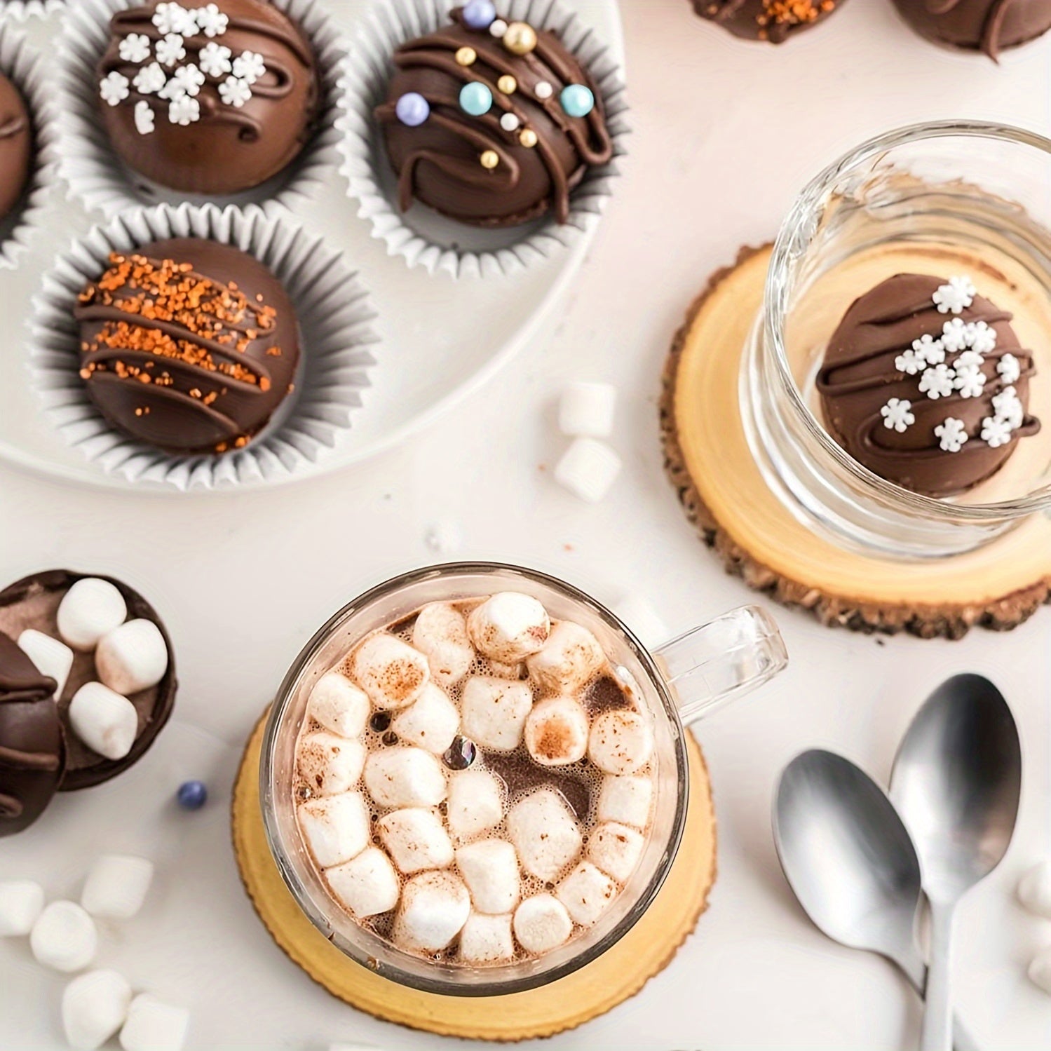 Multi-Functional Silicone Mold for Hot Cocoa Bombs 6 Half Spheres Non-Stick