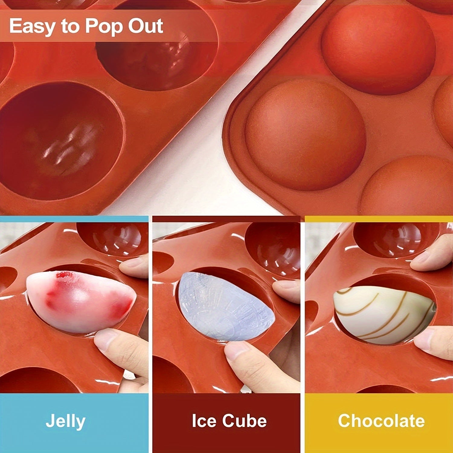 Multi-Functional Silicone Mold for Hot Cocoa Bombs 6 Half Spheres Non-Stick
