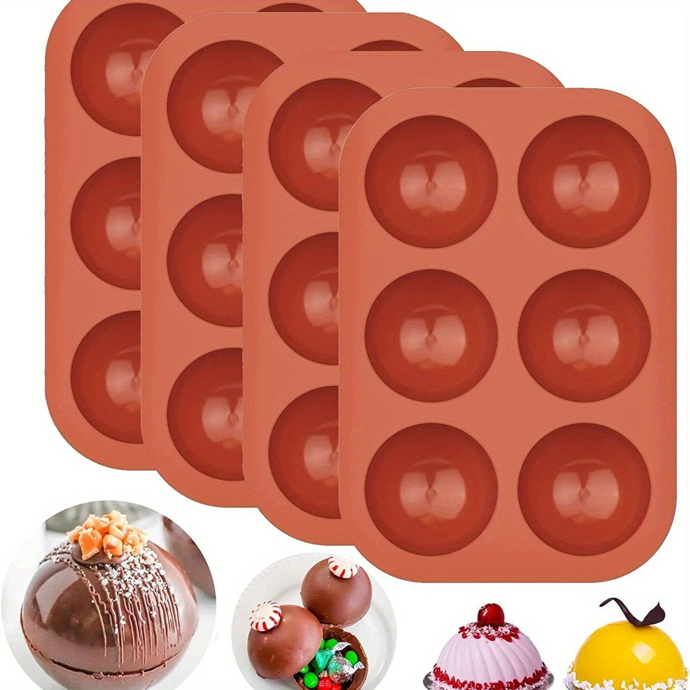 Multi-Functional Silicone Mold for Hot Cocoa Bombs 6 Half Spheres Non-Stick
