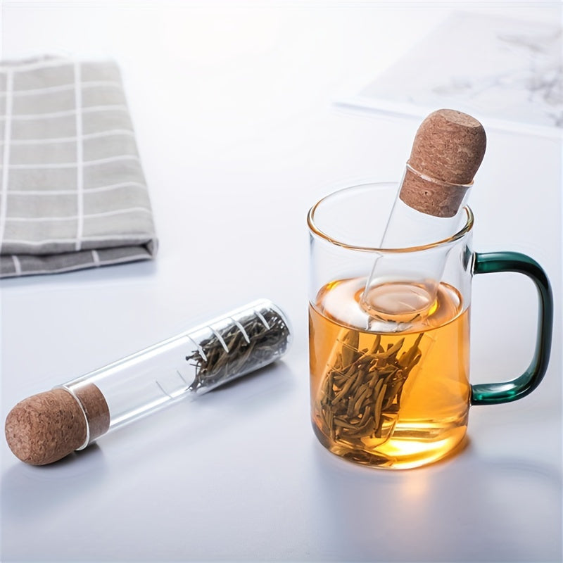 Filtro de té de vidrio resistente al calor con tubo de infusión transparente para té de hojas sueltas