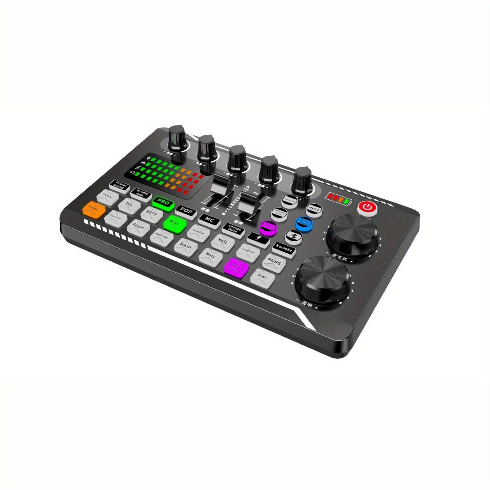 Mezclador de audio profesional con carga USB, efectos DJ, cambiador de voz para PC y smartphone, negro