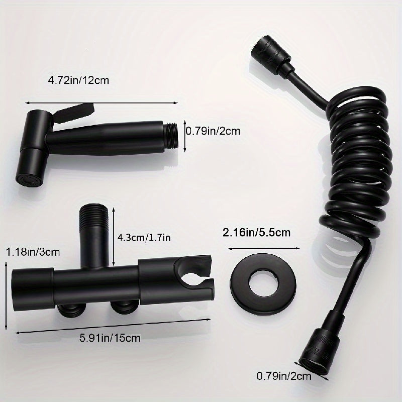 Stainless Steel Handheld Bidet Sprayer Kit Wall-Mounted with Flexible Hose for Toilet