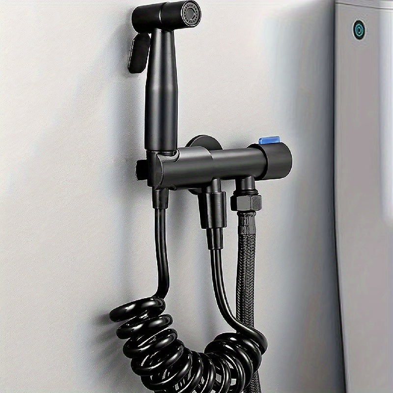 Stainless Steel Handheld Bidet Sprayer Kit Wall-Mounted with Flexible Hose for Toilet