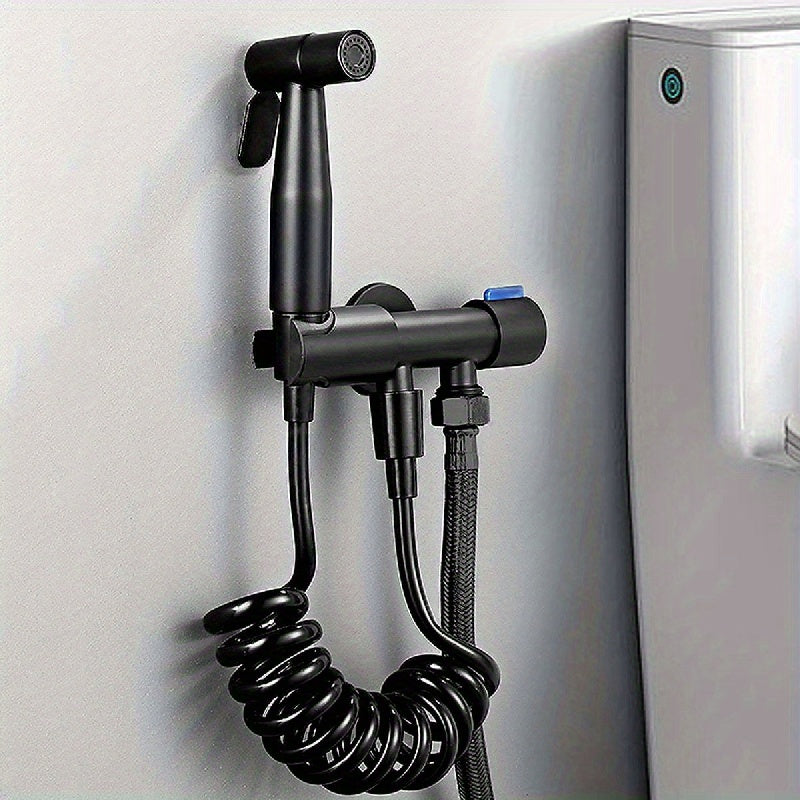 Stainless Steel Handheld Bidet Sprayer Kit Wall-Mounted with Flexible Hose for Toilet