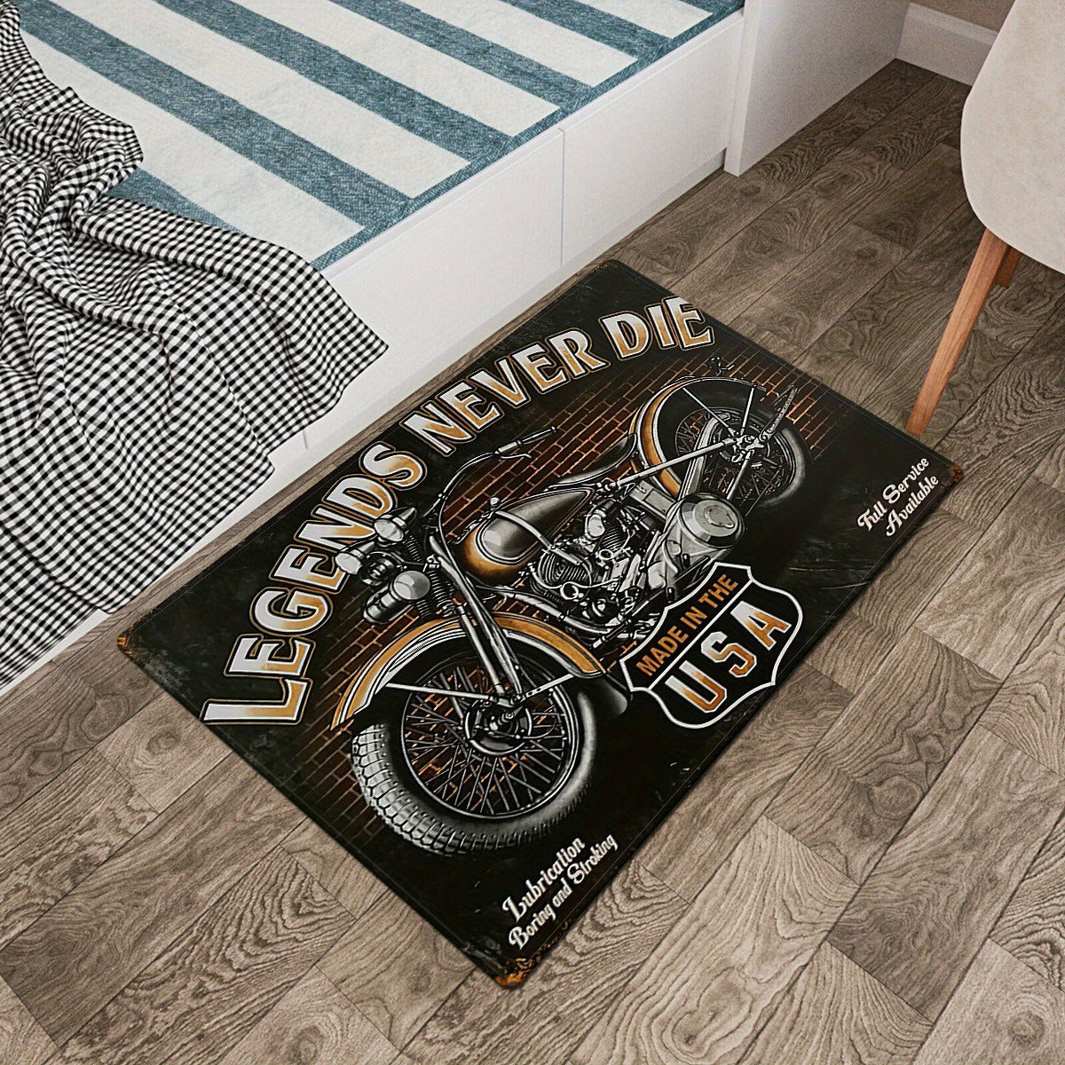 Vintage Biker Doormat Non-Slip Soft Home Decor Bathroom Rug