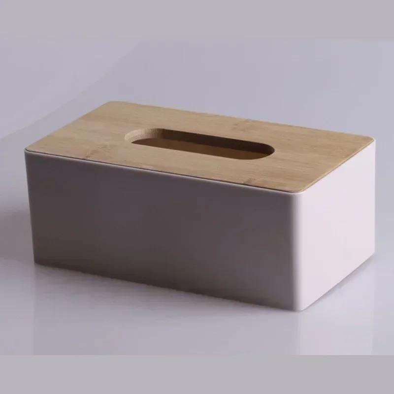 Porta pañuelos de madera grande para baño o sala de estar, gran capacidad