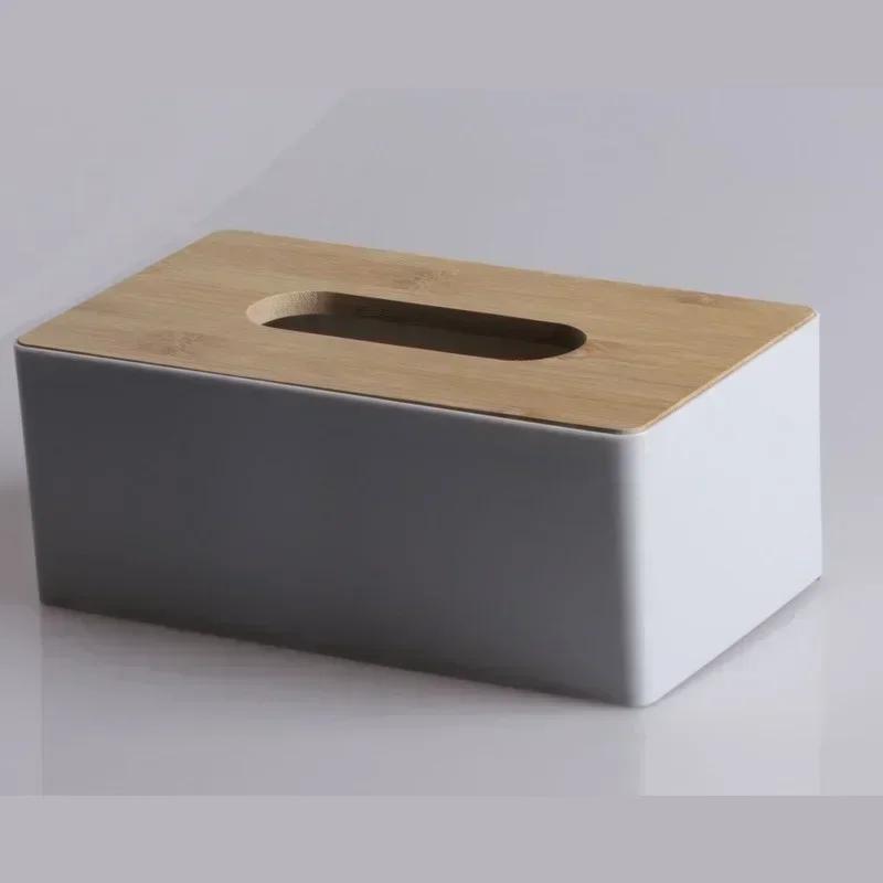 Porta pañuelos de madera grande para baño o sala de estar, gran capacidad