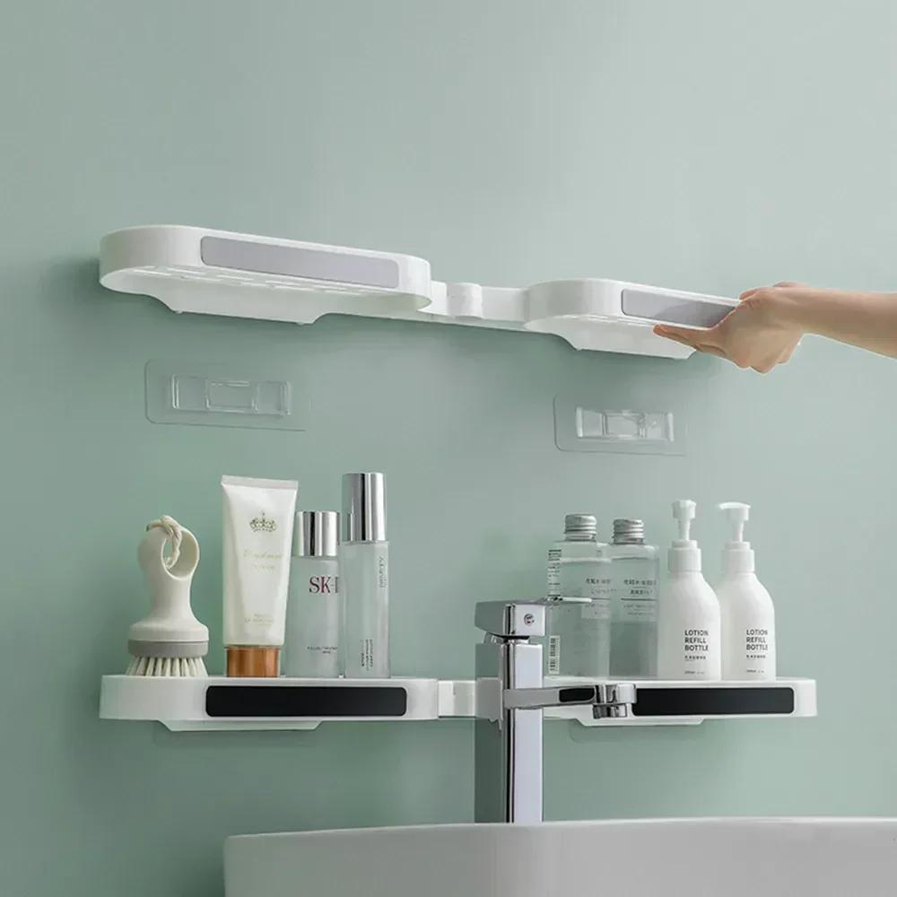 Corner Shelf with Rotatable Design and Drainage System for Bathroom and Kitchen Storage White Gray Black