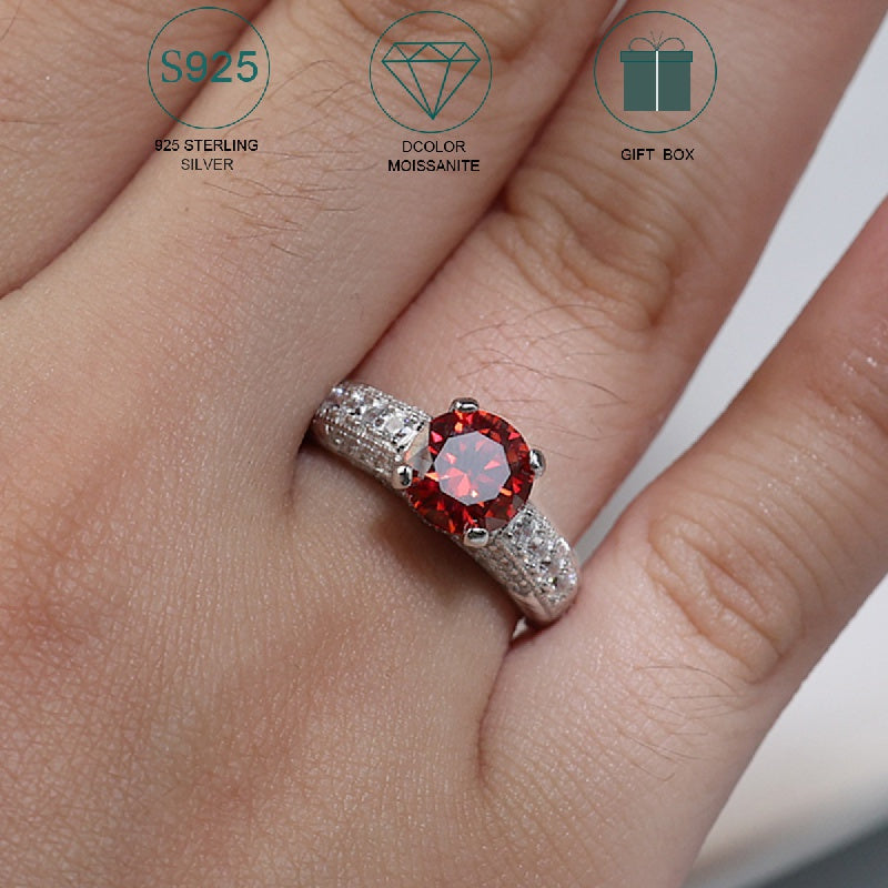 925 Sterling Silver 2 Carat Moissanite uzuk bilan chiroyli toshlar va sertifikat