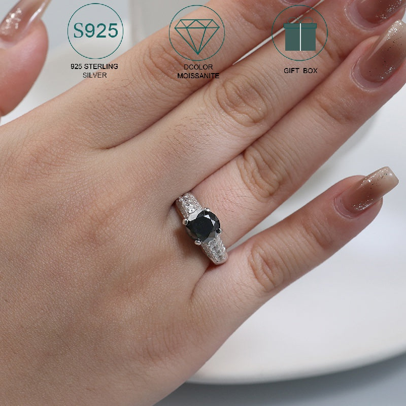 925 Sterling Silver 2 Carat Moissanite uzuk bilan chiroyli toshlar va sertifikat