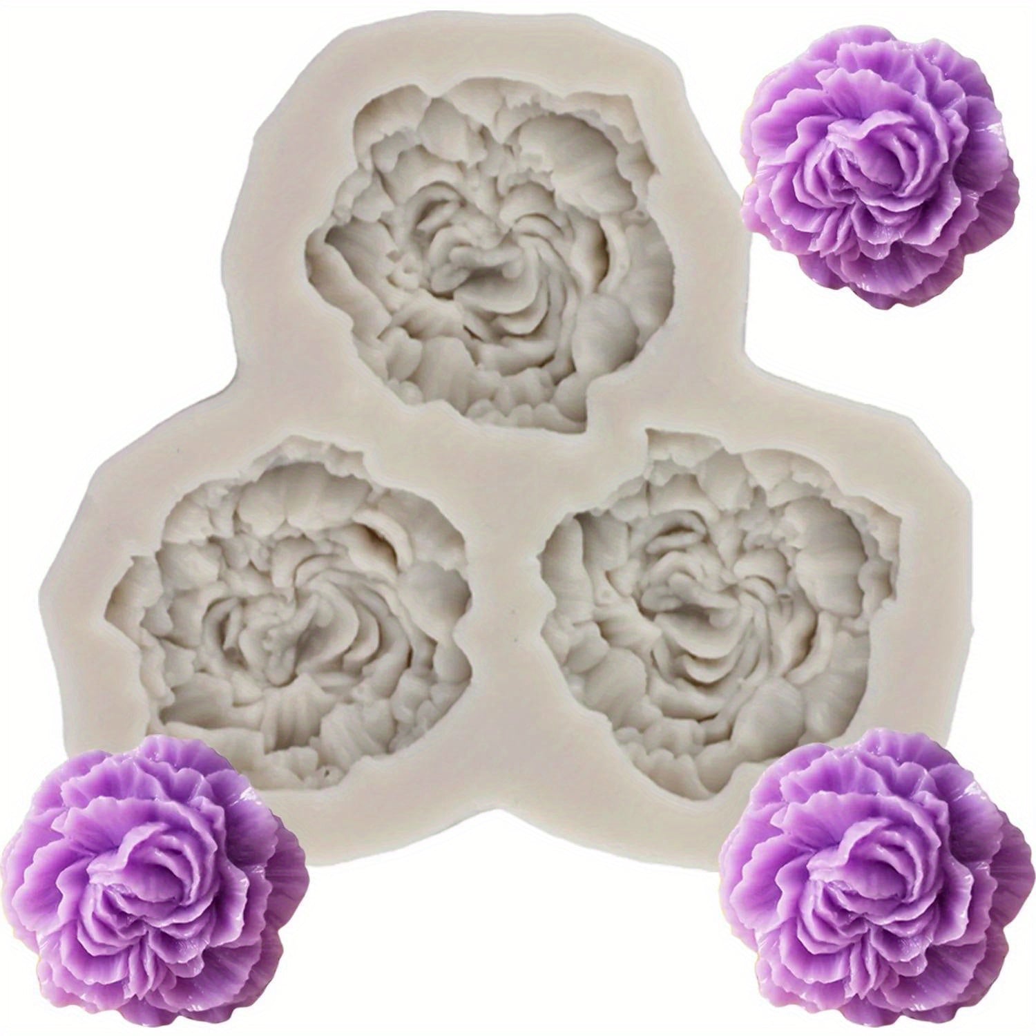 Silicone Peony Flower Mold for Cupcake Toppers Fondant Chocolate Decorations Non-Toxic Cake Decorating Tool