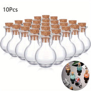 Set of 10 Small Glass Bottles with Mini Corks for Potions and Crafts