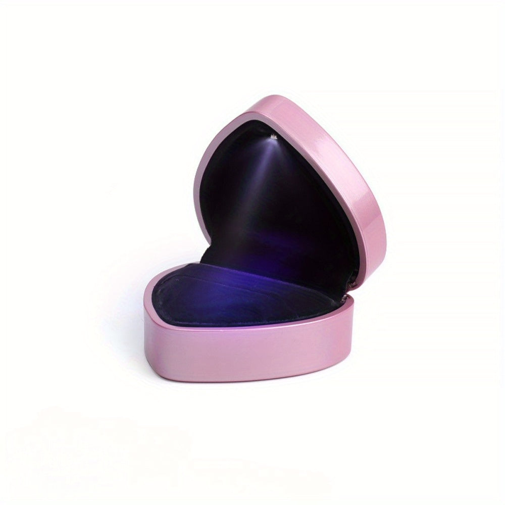 Caja de joyería en forma de corazón para anillos, colgantes y collares. Pequeño contenedor de regalo rosa para almacenamiento