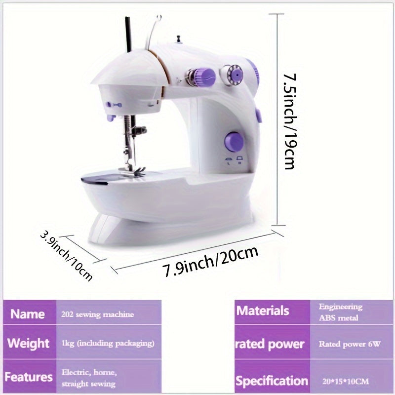 Mini Electric Sewing Machine White Dual Power Automatic Stitching Compact