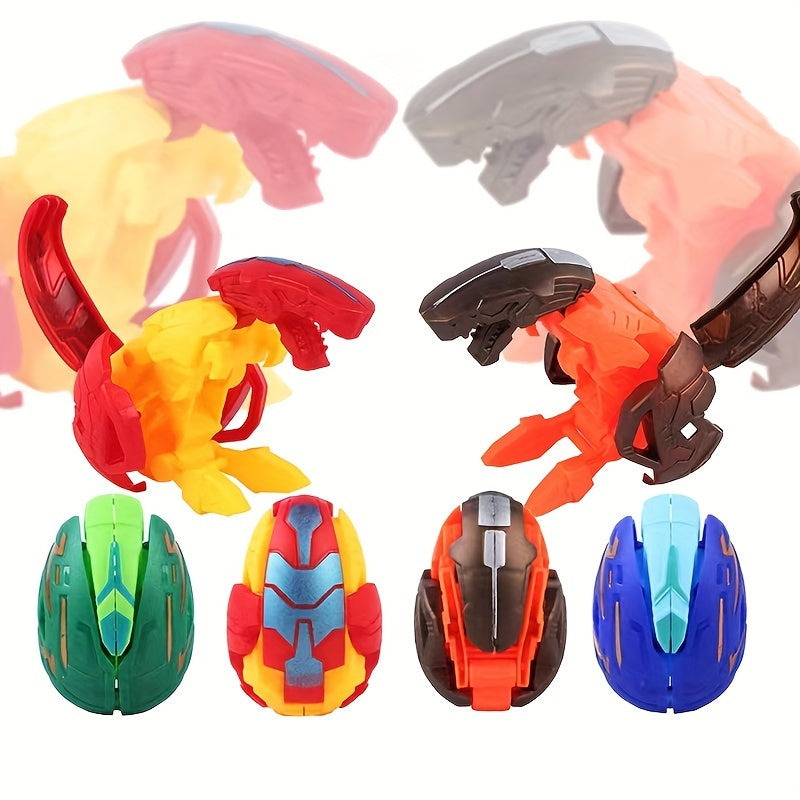 6-Pack Dinosaur Robot Toy Set with Shapeshifting Features and Plastic Easter Egg Decorations