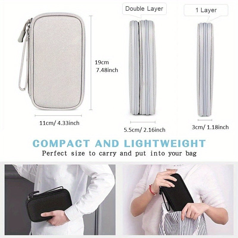 Waterproof Double Layers Storage Bag for Travel Digital Accessories Cables Passports