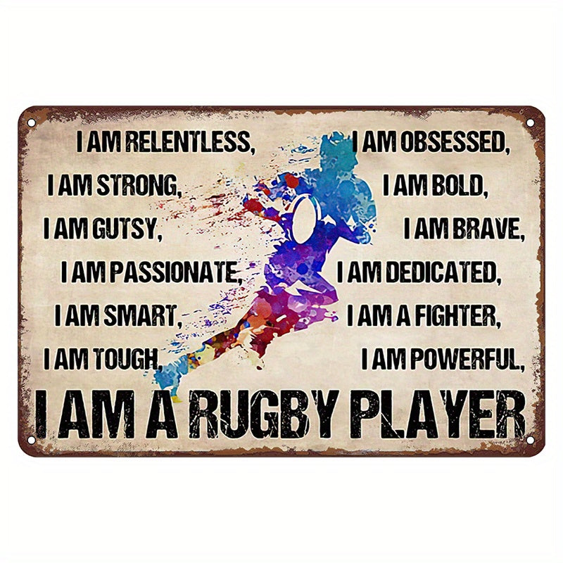 Retro Metal Tin Sign Wall Art Poster for Rugby Fans Funny Home Decor