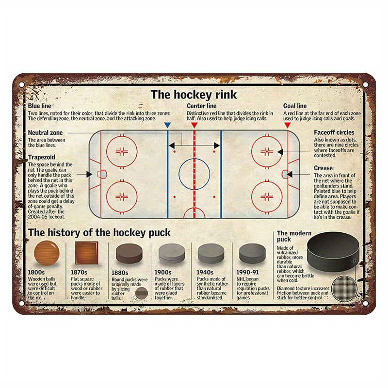 Hockey Wall Art Metal Tin Sign for Hockey Fans Funny Home Decor