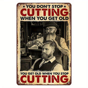 Metal Sign for Haircut Keep Cutting Tin Sign for Salon Barber Shop Home Wall Decor