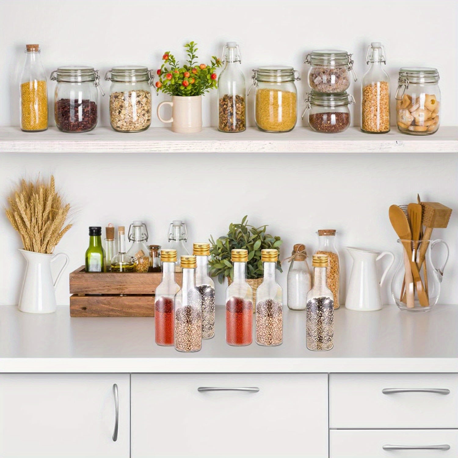 Набор мини-бутылок для алкоголя 50 штук, многоразовые пластиковые, 0,85 унций и 1,7 унций, для свадеб и вечеринок