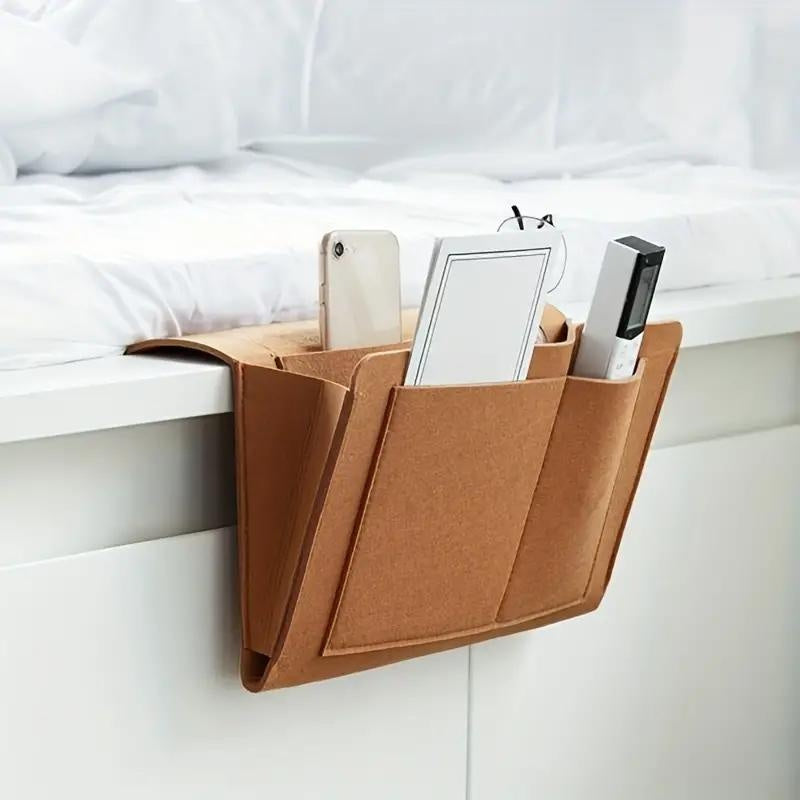 Hanging Bedside Storage Bag for Phone Remote Tissues and Books Bedroom Dorm Organizer
