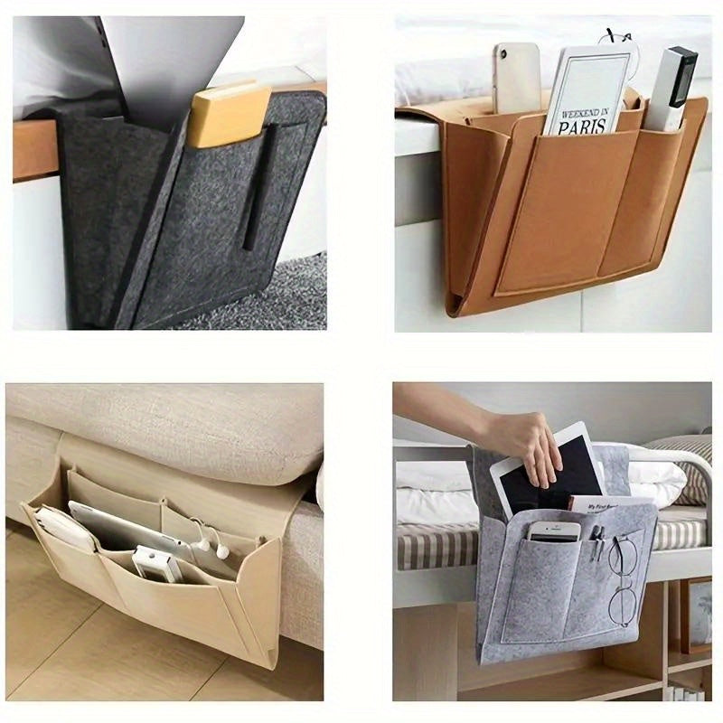 Hanging Bedside Storage Bag for Phone Remote Tissues and Books Bedroom Dorm Organizer
