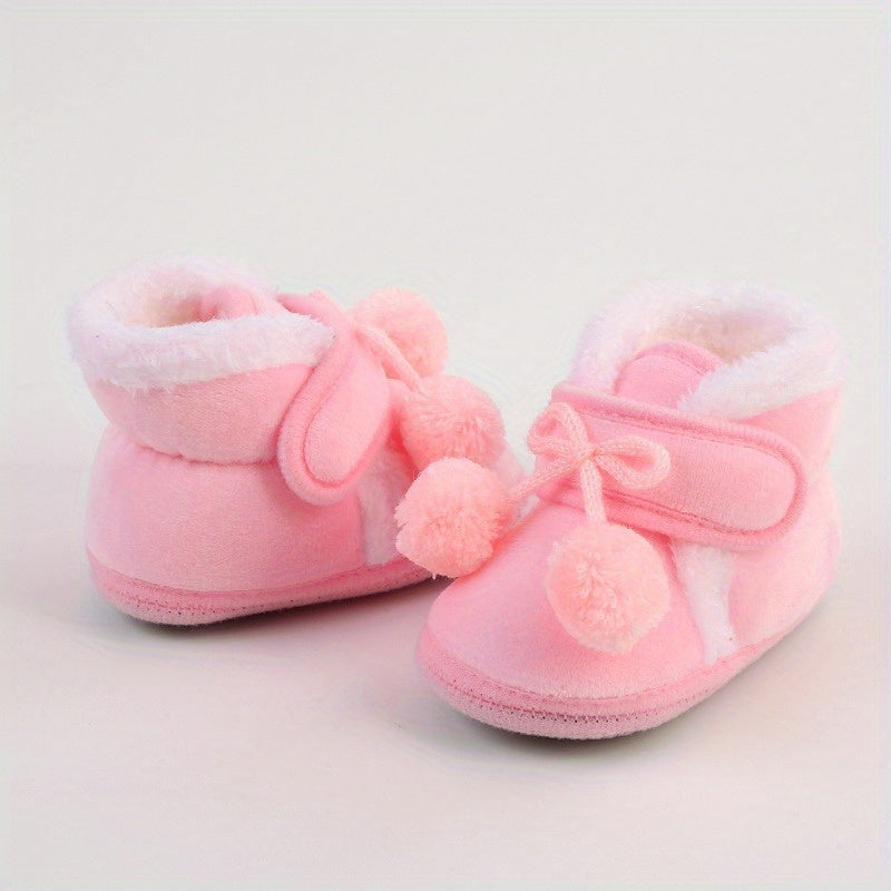 Baby Girls Ankle Boots Solid Color Fleece Lined Indoor Winter Autumn Shoes