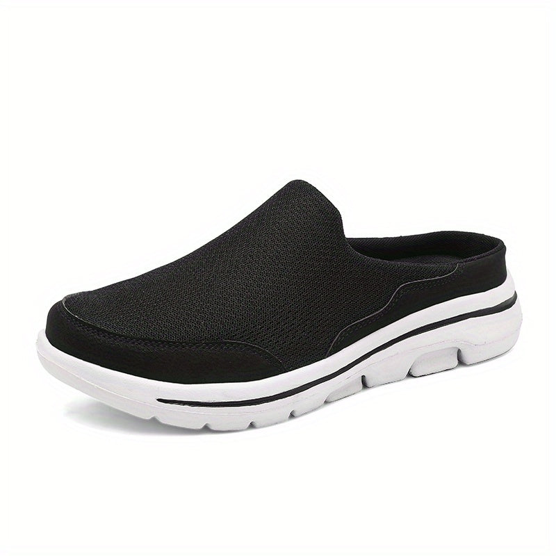 Men's Breathable Black and White Mules with Cushioned Insole for Comfort