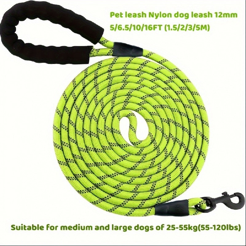 Reflective Nylon Dog Leash for Medium and Large Dogs with Stripes Pattern