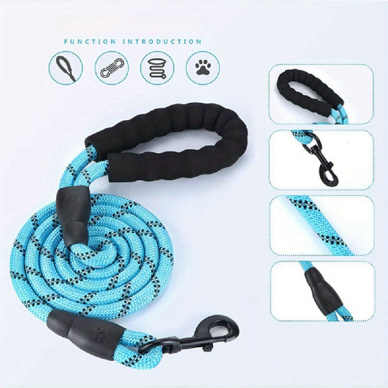 Reflective Nylon Dog Leash for Medium and Large Dogs with Stripes Pattern